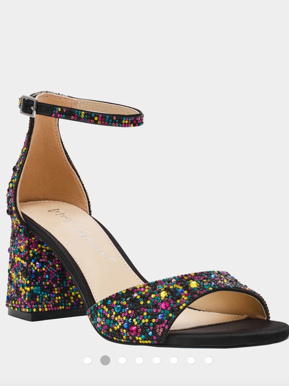 Betsey Johnson Kami B Multicolor Embellished Ankle-Strap Sandals Sz 9.5 NWOB